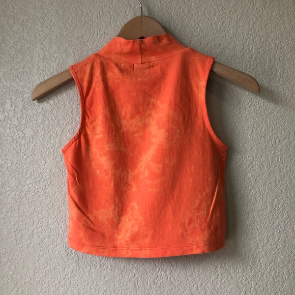 Upcycled bleach dye mock neck crop top M orange - Picture 5 of 5